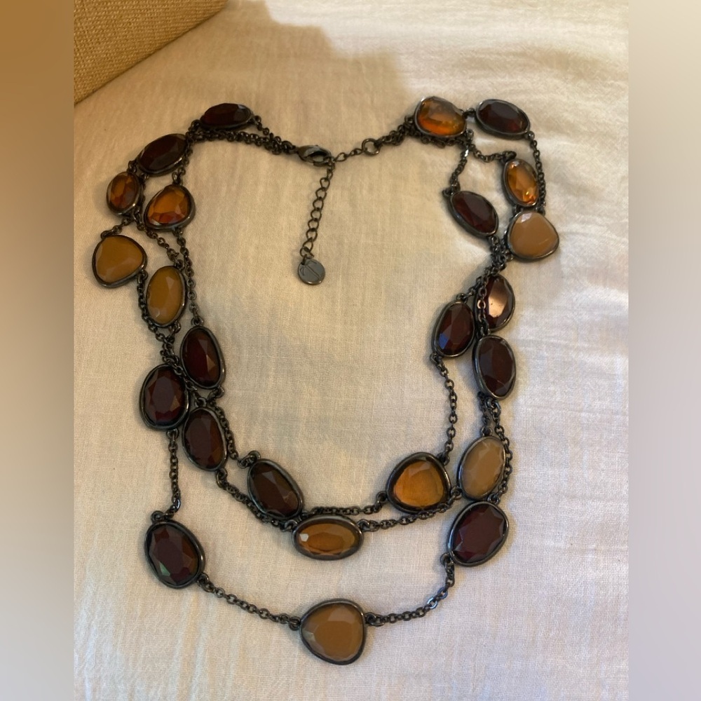 Talbots Earth Tone Layered Statement Necklace - image 1